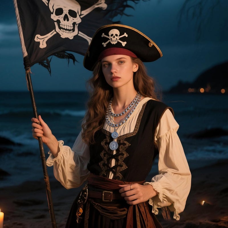 Lookray Gold Pirate Necklace for Women Layered Chunky Pirate Costume Jewelry Hip Hop 80s 90s Coin Pendant Necklace Halloween Pirate Costume Accessories - Image 5